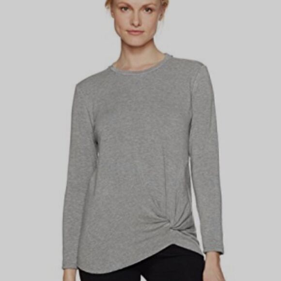 NWT Stateside Supima slub jersey long-sleeve tee twist detail Heather Grey - Picture 1 of 3